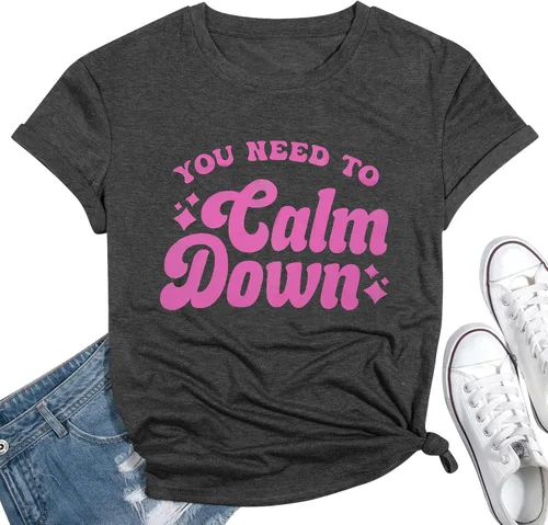 Vista 7 de JINTING You Need to Calm Down T-Shirt Woman Country Concert Tops Music Lovers Tee LGBTQ Pride Gift Tops