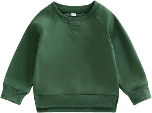 Vista 64 de Sudadera unisex de algodón de color sólido para bebé, camiseta de manga larga con cuello redondo