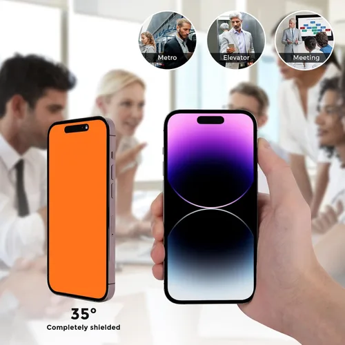 Vista 3 de Protector de pantalla de privacidad para iPhone 15 / iPhone 14 Pro - Protector de privacidad para la pantalla del teléfono celular con luz anti-azul