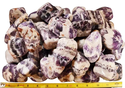 Vista 4 de Chevron Dream Amethyst - Piedras pulidas grandes de 2 pulgadas, 4 a 6 onzas, piedras pulidas, minerales y cristales curativos de chakras del tercer