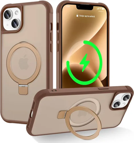 Vista 66 de CHAOFEnG Funda magnética compatible con iPhone 11 con soporte, prueba de caídas de grado militar, compatible con imán, anillo translúcido, parte