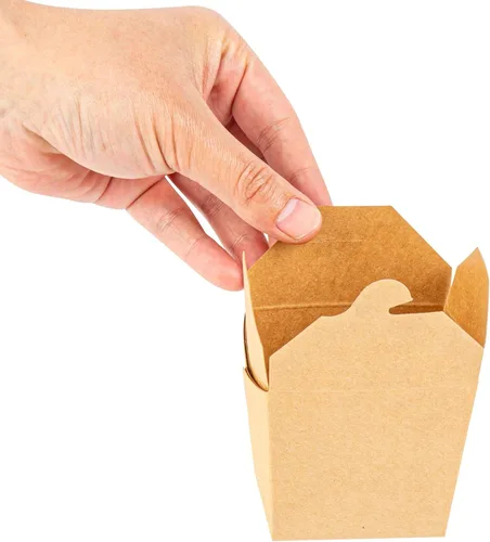 Vista 4 de Restaurantware Bio Tek - Cajas chinas de 8 onzas para llevar, 25 cajas de comida a prueba de grasa, con bloqueo de pestañas, papel kraft