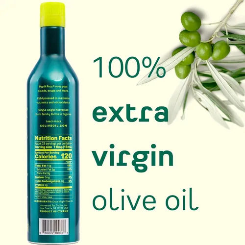 Vista 4 de Colive Aceite de oliva virgen extra 16,9 fl oz (16.9 fl oz) Extracto en frío Sabor brillante y fresco De granjas familiares en Chipre