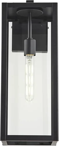 Vista 6 de John Timberland Titan - Juego de 2 lámparas de pared modernas para exteriores, marco rectangular negro místico, paneles de cristal transparente