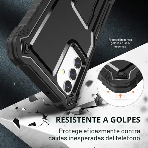 Vista 5 de FITO Funda para Samsung Galaxy A13, doble capa a prueba de golpes resistente con protector de pantalla de vidrio para teléfono Samsung A13 5G Negro