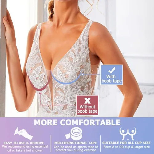 Vista 5 de Northside Boob Tape - Cinta para levantamiento de senos, cinta corporal con 2 pares de cubiertas para pezones