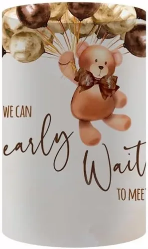 Vista 7 de We Can Bearly Wait to Meet You Baby Shower - Telón de fondo redondo para tema de oso de peluche, niña y niño, neutro, marrón pastel, baby shower