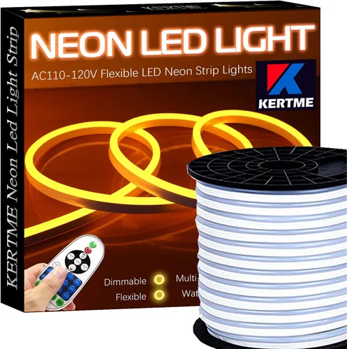 Vista 15 de Tira de luces LED de neón tipo AC 110-120V, tira de luz de neón LED flexible/impermeable/regulable/multimodos + control remoto de 23 teclas
