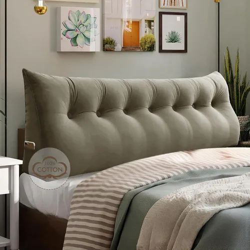 Vista 23 de WOWMAX Almohada para cabecero de terciopelo 100% algodón, tamaño individual, soporte de espalda de cuña, cojín de lectura para cama y diván, cojín