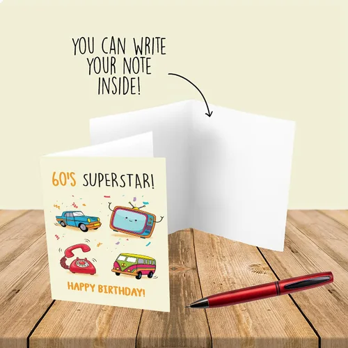 Vista 3 de Cheerin Tarjetas de felicitación de cumpleaños de los años 60 con sobre, divertida tarjeta de cumpleaños para abuela y abuelo, divertida tarjeta