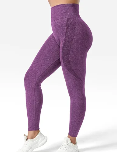 Vista 4 de YEOREO Leggings de entrenamiento sin costuras para mujer, pantalones de yoga con contorno de sonrisa de cintura alta