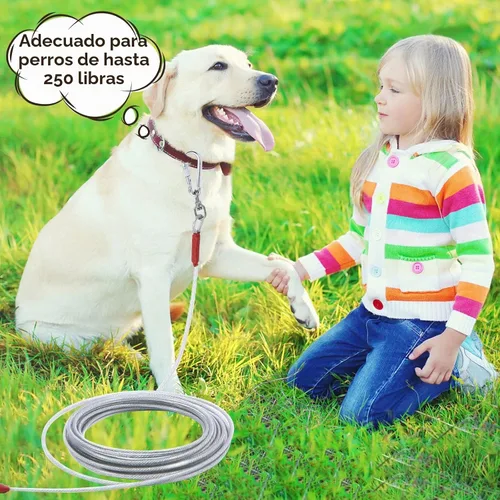 Vista 2 de Cable de amarre para perros de hasta 125/250 libras, correa y cadenas de 10/20/30/50 pies de largo, cable de pasillo para perros pequeños y grandes