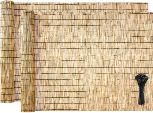 Vista 11 de VEVOR Rollo de Valla de Caña, 5.5x16.4 Pies de Cortina de Caña Natural, Panel de Privacidad de Bambú, Bloqueador de Sol, Valla Decorativa