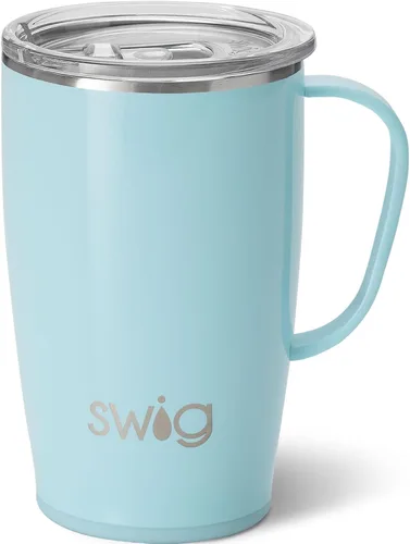 Vista 23 de Swig Life - Taza de viaje de 18 onzas, vaso con aislamiento con asa y tapa, apto para portavasos, apto para lavavajillas, de acero inoxidable, taza