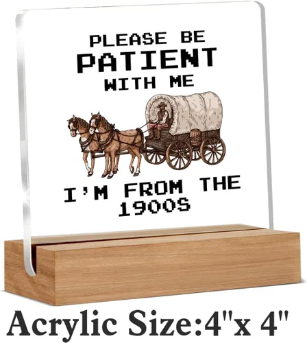 Vista 2 de Divertida placa acrílica retro de regalo para amigos, compañeros de trabajo, regalos occidentales para mujeres, hombres, mejores amigos, decoración