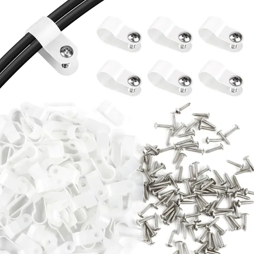 Vista 11 de RGBZONE 120pcs 1/2" negro tipo R clips de cable con tornillos