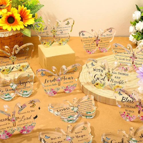 Vista 2 de Pinkunn 12 piezas de regalos cristianos de acrílico para mujeres, regalos religiosos inspiradores para el Día de la Madre, regalos religiosos