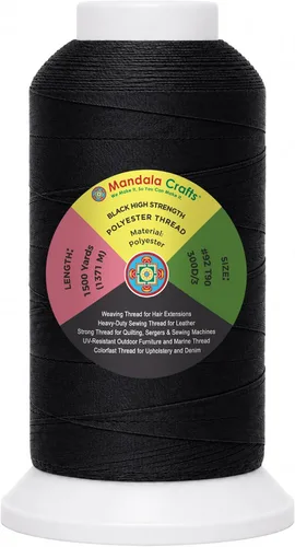 Vista 98 de Mandala Crafts Airforce Blue Tex 70 - Hilo de poliéster para tapicería 1500 Yds T70 UV Resistant Strong Thread for Leather Sewing, Marine