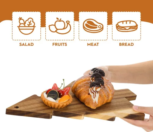 Vista 8 de Amosfun Tabla de cortar de árbol de Navidad, tabla de cortar de cocina, bandeja de servir de madera, placa de charcutería en forma de árbol, 9.5 x