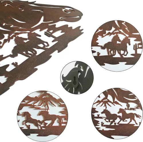 Vista 5 de WAIU Trio Wildlife Accent - Estatuas de animales montadas en la pared, colgantes de pared de metal, paredes artísticas de silueta, decoraciones