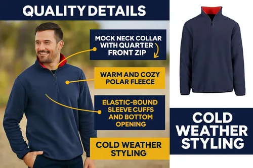 Vista 5 de JH DESIGN GROUP Sudadera Pullover Térmica de Forro Polar con Cremallera de un Cuarto para Hombre de Manga Larga Suéter de Peso Medio en 6