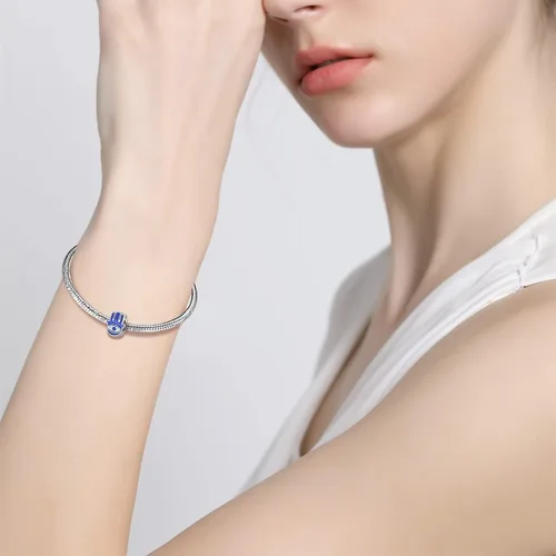 Vista 3 de AIEGNOS Dijes contra el mal de ojo de plata de ley 925 para pulsera y collar