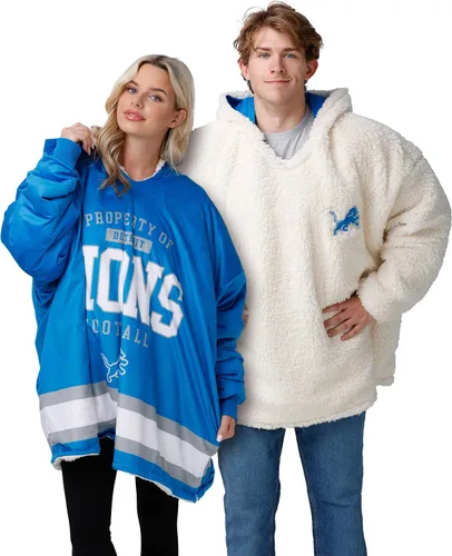 Vista 9 de FOCO Nfl Team Logo Reversible Oversized Sherpa Hoodie Sweatshirt Hoodeez