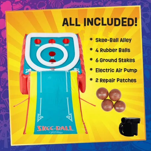 Vista 4 de Flybar FunPark - Juego inflable gigante de 11 pies, juegos de patio trasero al aire libre para niños y adultos, 4 bolas y bomba de aire eléctrica