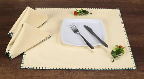 Vista 3 de Native Fab Servilletas decorativas de tela bordada 100% algodón, juego de 4 unidades, suaves, absorbentes, lavables, servilletas de mesa