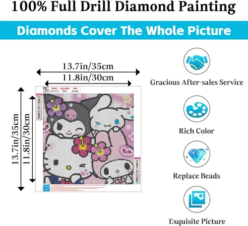 Vista 2 de PSCH Kits de arte de diamantes para adultos, kits de pintura de diamantes de dibujos animados para adultos, arte de diamantes de taladro completo