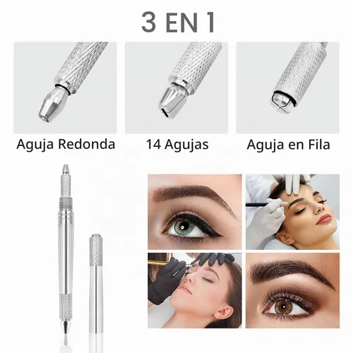 Vista 3 de Pinkiou Máquina del tatuaje de la pluma de Microblading para la belleza permanente de la ceja del maquillaje (plata)