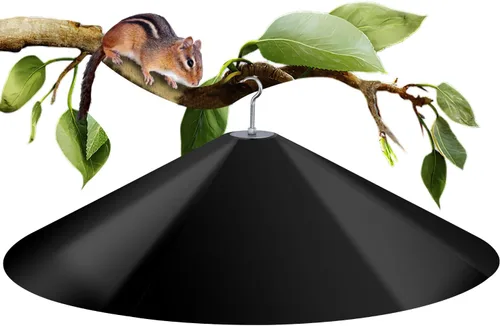 Vista 11 de Deflectores grandes para ardillas de exterior de 24 pulgadas para postes de comederos de pájaros, uso bidireccional, color verde