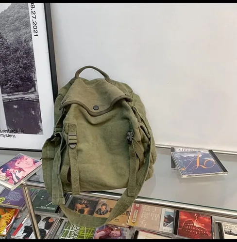 Vista 2 de Bolso bandolera de lona para mujer y hombre, para la escuela, estética, estilo hobo, vintage, Harajuku, hippie, bolso de hombro