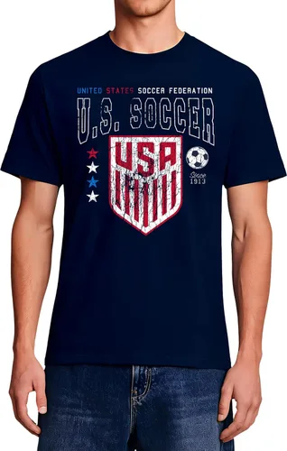 Vista 10 de Icon Sports Camiseta de algodón con licencia oficial de la Federación de Fútbol de Estados Unidos, unisex