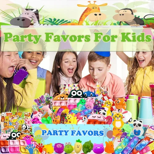 Vista 7 de Dilycery 107 juguetes de recuerdo de fiesta, juguetes de caja del tesoro para el aula, juguetes Pop Fidget Toys Cofre del tesoro para niños premios