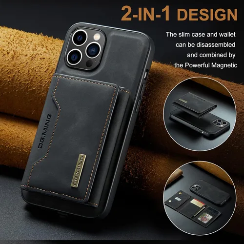 Vista 2 de Compatible con iPhone 14 Pro Max (6.7 pulgadas) 2 en 1 contraportada desmontable y cartera de cuero, con tarjetero, fundas de cuero con bolsillo