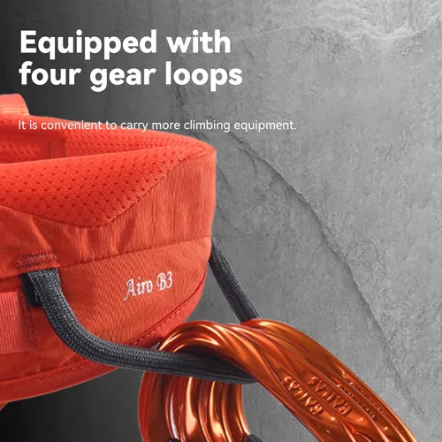 Vista 6 de KAILAS B4 Arnés de escalada en roca para hombre, arnés de techo, cinturón de seguridad, equipo de escalada ajustable, alpinismo, ligero Naranja