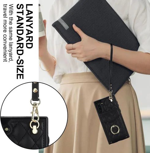 Vista 7 de Asuwish Funda de teléfono para Samsung Galaxy Note 10 5G con protector de pantalla de vidrio templado y correa para la muñeca, bloqueo RFID