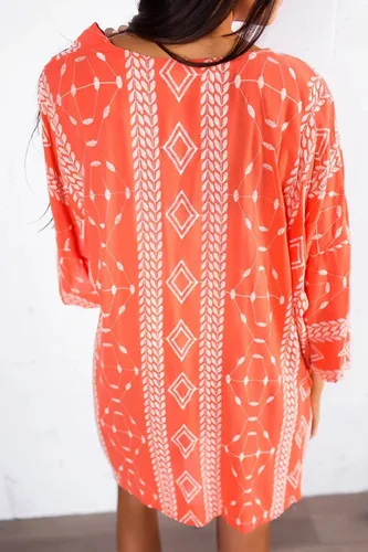 Vista 2 de Yonala Kimono floral para mujer, holgado, media manga, de gasa, casual, salida de baño