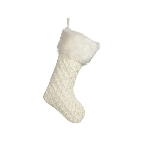 Vista 3 de Adorno Navideño Krist+ FG09-20493C Blanco Calcetín de Navidad 28 x 4 x 46 cm (12 Unidades)