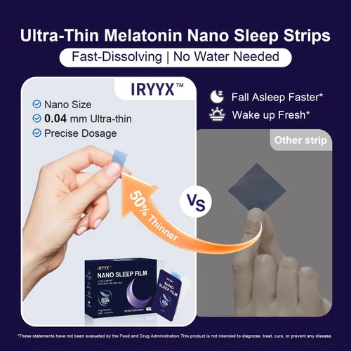 Vista 6 de Tiras de sueño nano de disolución rápida veganas con 3 mg de melatonina (30 tiras)