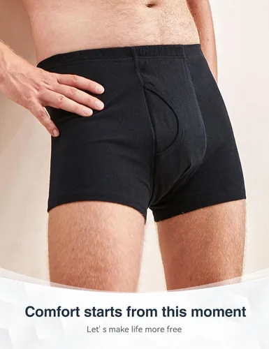 Vista 2 de Ropa interior para incontinencia para hombre, 2 unidades, lavable, de algodón, con zona de absorción delantera y trasera, gran absorción, ropa