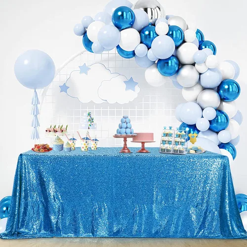 Vista 120 de B-COOL Mantel de lentejuelas con brillo para mesas, color azul bebé, mantel de lentejuelas para decoración de mesas, para bodas, Navidad