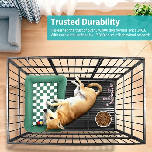 Vista 5 de Jaula para perros indestructible de 47.24 pulgadas, resistente a prueba de escape, para perros grandes de alta ansiedad, jaula extra grande