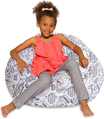Vista 48 de Posh Creations - Sillón puff para niños, adolescentes y adultos, incluye funda extraíble y lavable a máquina, tamaño mediano de 27 pulgadas, lona