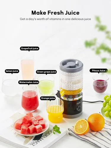 Vista 7 de Exprimidor de cítricos, exprimidor automático de naranja, alto rendimiento de jugo, fácil de usar y limpiar, exprimidor eléctrico de frutas