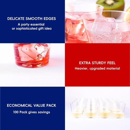 Vista 5 de JOLLY CHEF - Pack de 100 vasos de chupito pequeños de plástico, 29 ml, vasos desechables de 1 onza, vasos de degustación de 1 onza, ideales