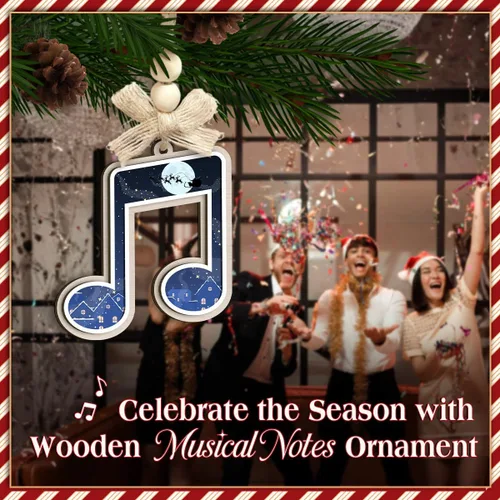 Vista 4 de Adorno de Navidad con notas musicales, adornos de notas musicales para músicos, amantes de la música, hombres y mujeres, idea de intercambio