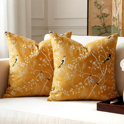 Vista 10 de Juego de 2 fundas de almohada decorativas de terciopelo con flores de hortensias moradas de 18 x 18 pulgadas, fundas de almohada decorativas