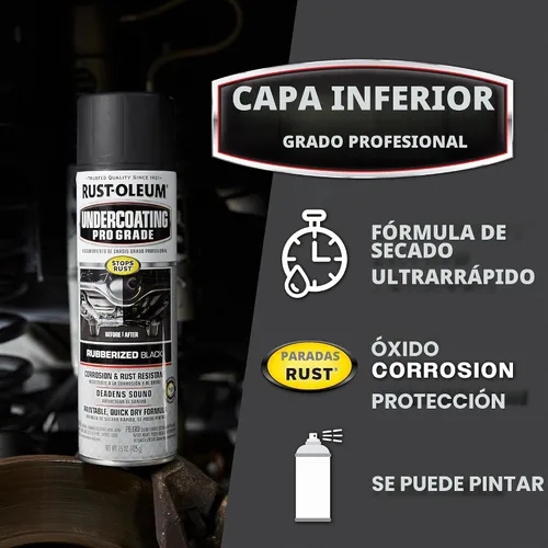 Vista 3 de Aerosol de pintura básica automático de 15 onzas Rust-Oleum 248656, negro profesional Prevención de óxido y corrosión, revestimiento automotriz